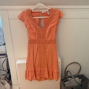 Sincerely Jules Vibrant Orange Dress with Lace Detail